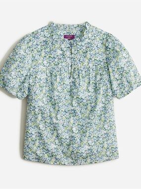 NWT J. Crew Ruffle-trim short-sleeve top in Liberty Thorpe Hill fabric sz L
